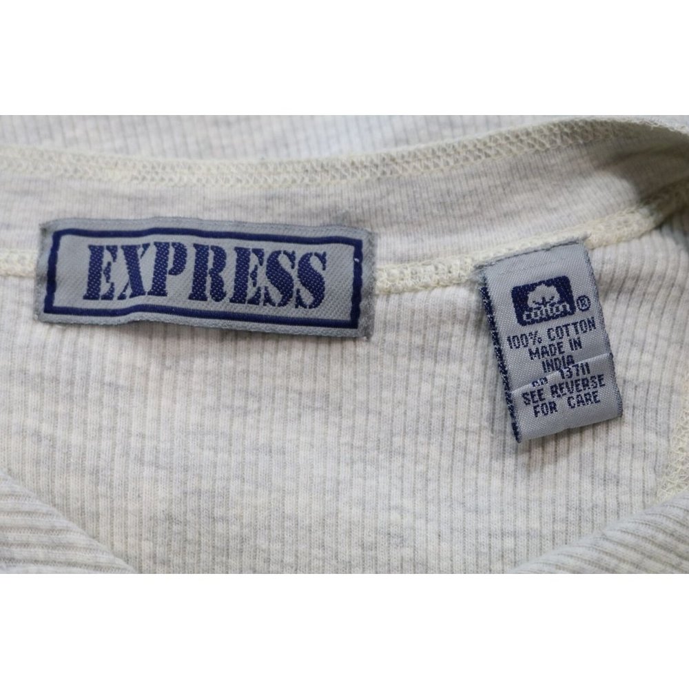 Express Small Henley Shirt Men's Textured Gray Rib Knit S Button Down Top Short - Picture 5 of 6